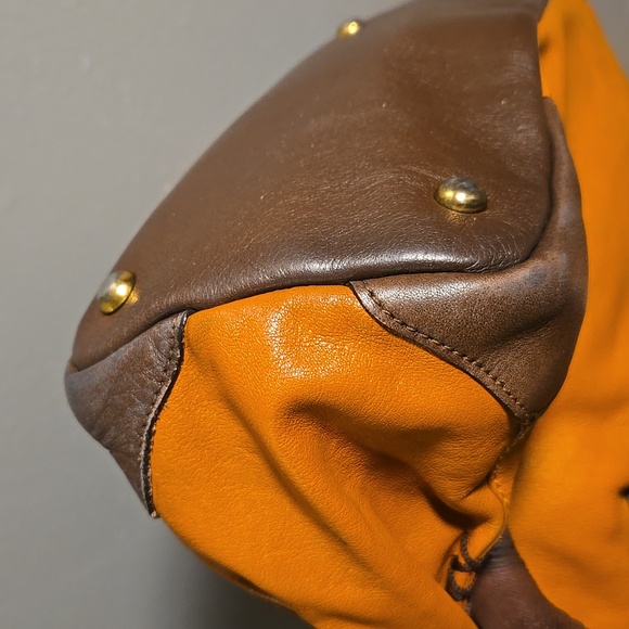 MCM Leather Shoulder Bag Orange and Brown - Picture 9 of 14